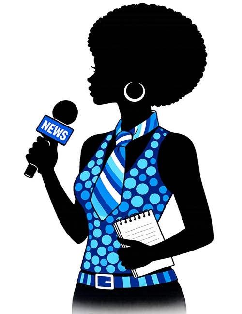 The Daily Daub reporter — silhouette with microphone and notepad