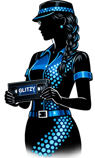The Glitzy Vault presenter holding a VHS tape